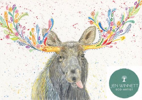 Christmas Moose Eco Friendly Card | Colourful | Blank Canada