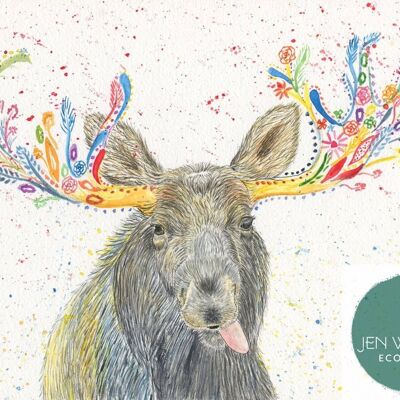 Christmas Moose Eco Friendly Card | Colourful | Blank Canada