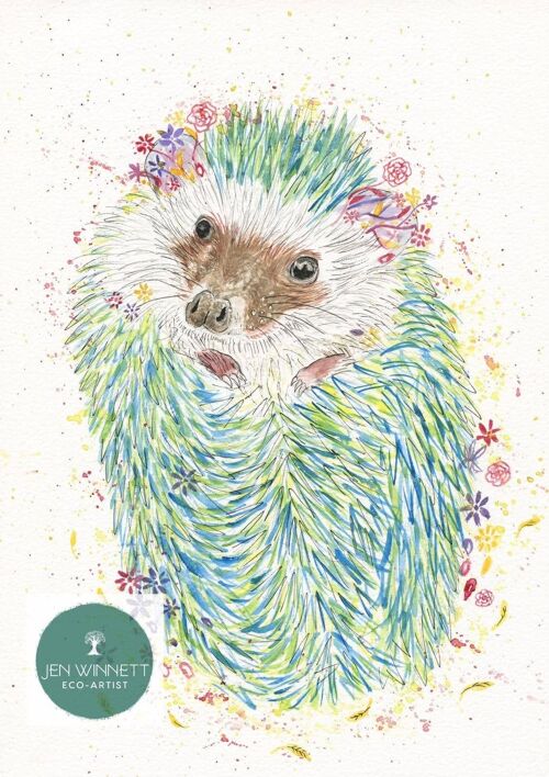 Hector the Hedgehog Signed watercolour art print british