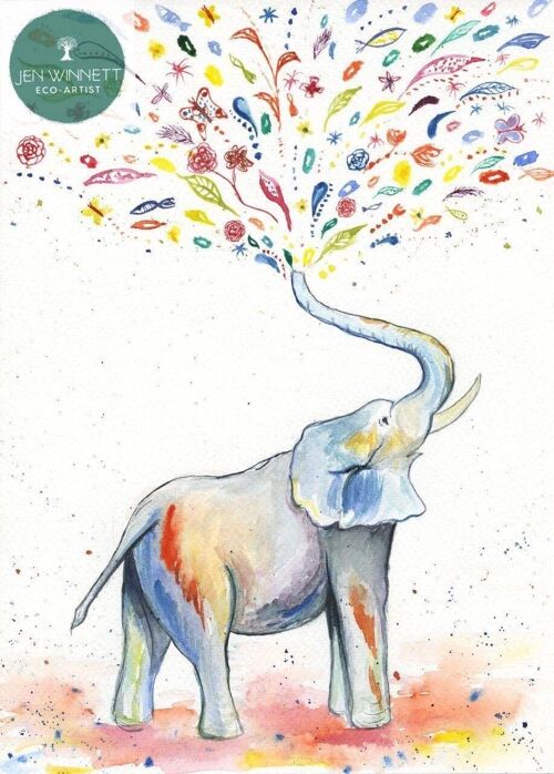 Elephant | Signed Art Print | Funny | Safari Animal Artwork