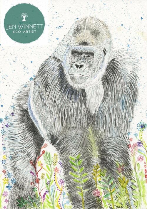 George the Gorilla | Signed watercolour art print Eco friend