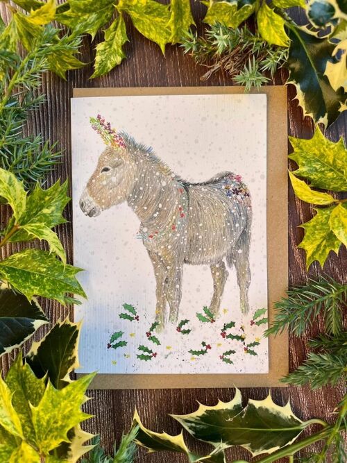 Donkey | Eco Friendly Card  Colourful Christmas  Blank Cute