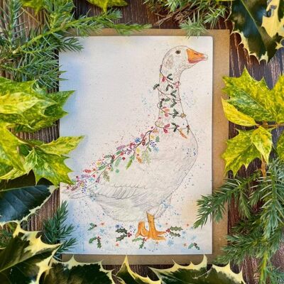Oies | Carte Eco Friendly Noël Coloré Vierge Nature