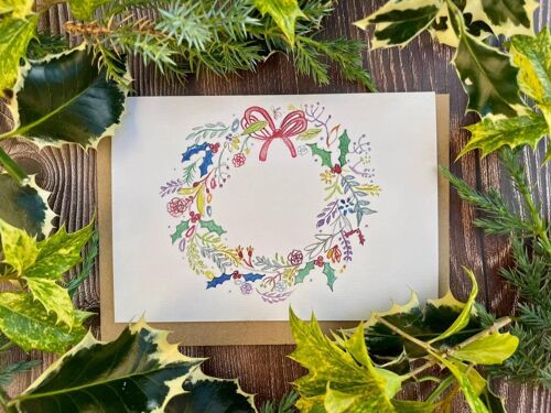 Christmas Wreath | Eco Friendly Card Colourful Nature Blank