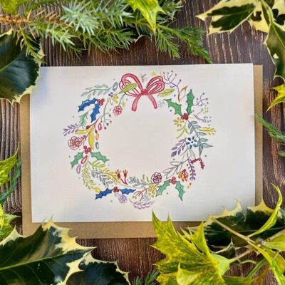 Christmas Wreath | Eco Friendly Card Colourful Nature Blank