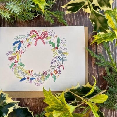 Couronne de Noël | Carte Eco Friendly Nature Colorée Vierge