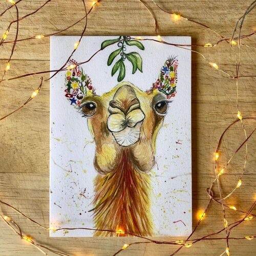 Camel and Mistletoe Christmas Eco Friendly Card Blank