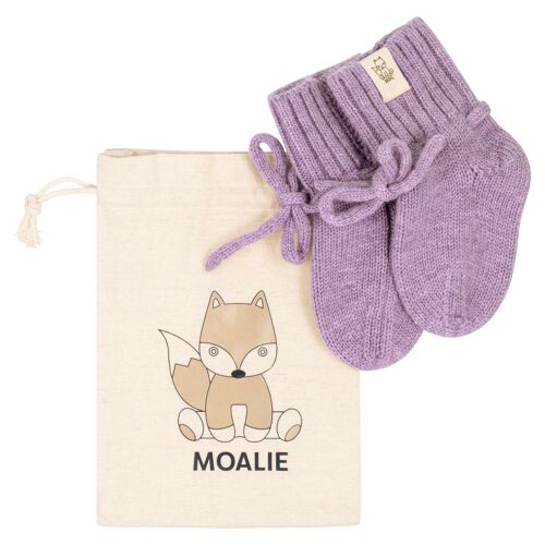 Baby slippers Merino wool Lavender