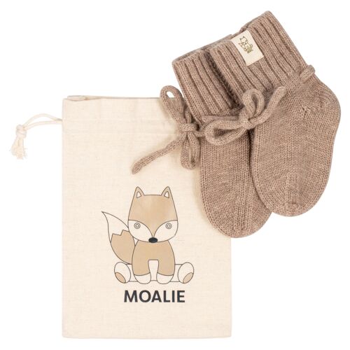Baby slippers Merino wool camel