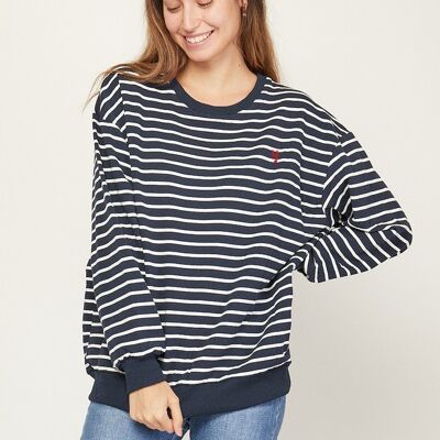 Felpa a Righe Blu Navy