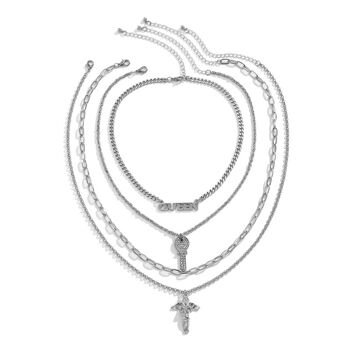 Lettre Clé Ange Pendentif Collier Ensemble 2