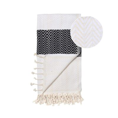 Beach Towel / Spa & Sauna Towel / Turkish Hammam Towel Balik Whit/Black