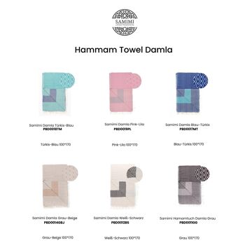 Serviette de plage / Serviette de spa et de sauna / Serviette de hammam turc Damla Gris 5