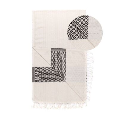 Beach Towel / Spa & Sauna Towel / Turkish Hammam Towel Damla White/Black