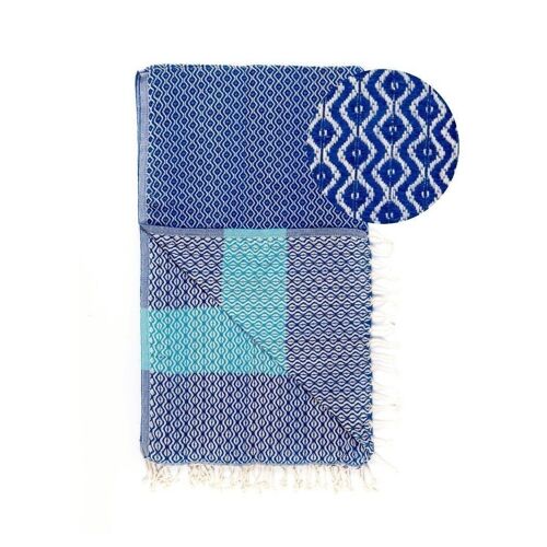 Beach Towel / Spa & Sauna Towel / Turkish Hammam Towel Damla Blue/Turquoise