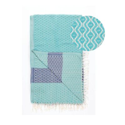 Beach Towel / Spa & Sauna Towel / Turkish Hammam Towel Damla Turquoise/Blue