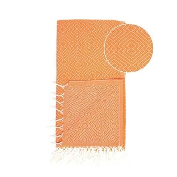 ATOM Plaid en Coton / Jeté / Serviette de Plage XXL / Serviette Spa & Sauna Orange - 200x250 cm 1