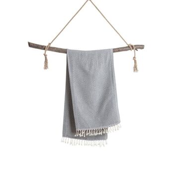 ATOM Plaid en Coton / Jeté / Serviette de Plage XXL / Serviette Spa & Sauna Gris - 200x250 cm 2