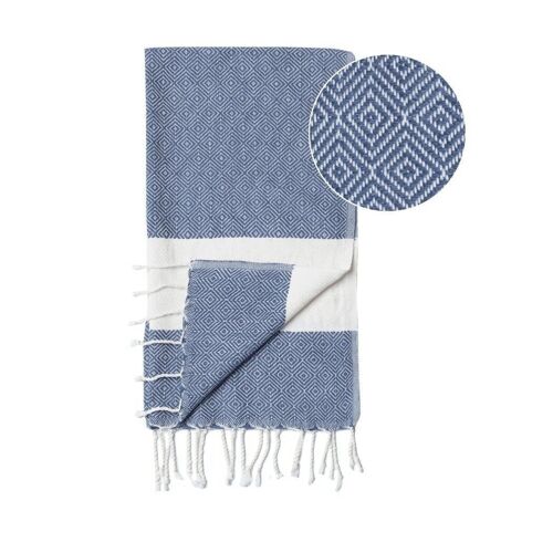 Beach Towel / Spa & Sauna Towel / Turkish Hammam Towel Diamant Blue