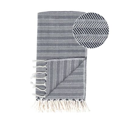 Serviette de Plage / Serviette Spa & Sauna / Serviette Hammam Turc Fortuna Noir/Gris