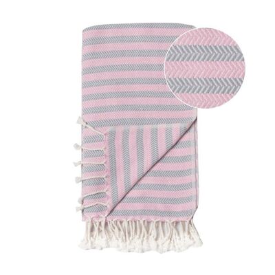 Beach Towel / Spa & Sauna Towel / Turkish Hammam Towel Fortuna Pink/Grey