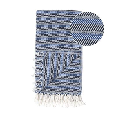 Beach Towel / Spa & Sauna Towel / Turkish Hammam Towel Fortuna Blue/Black