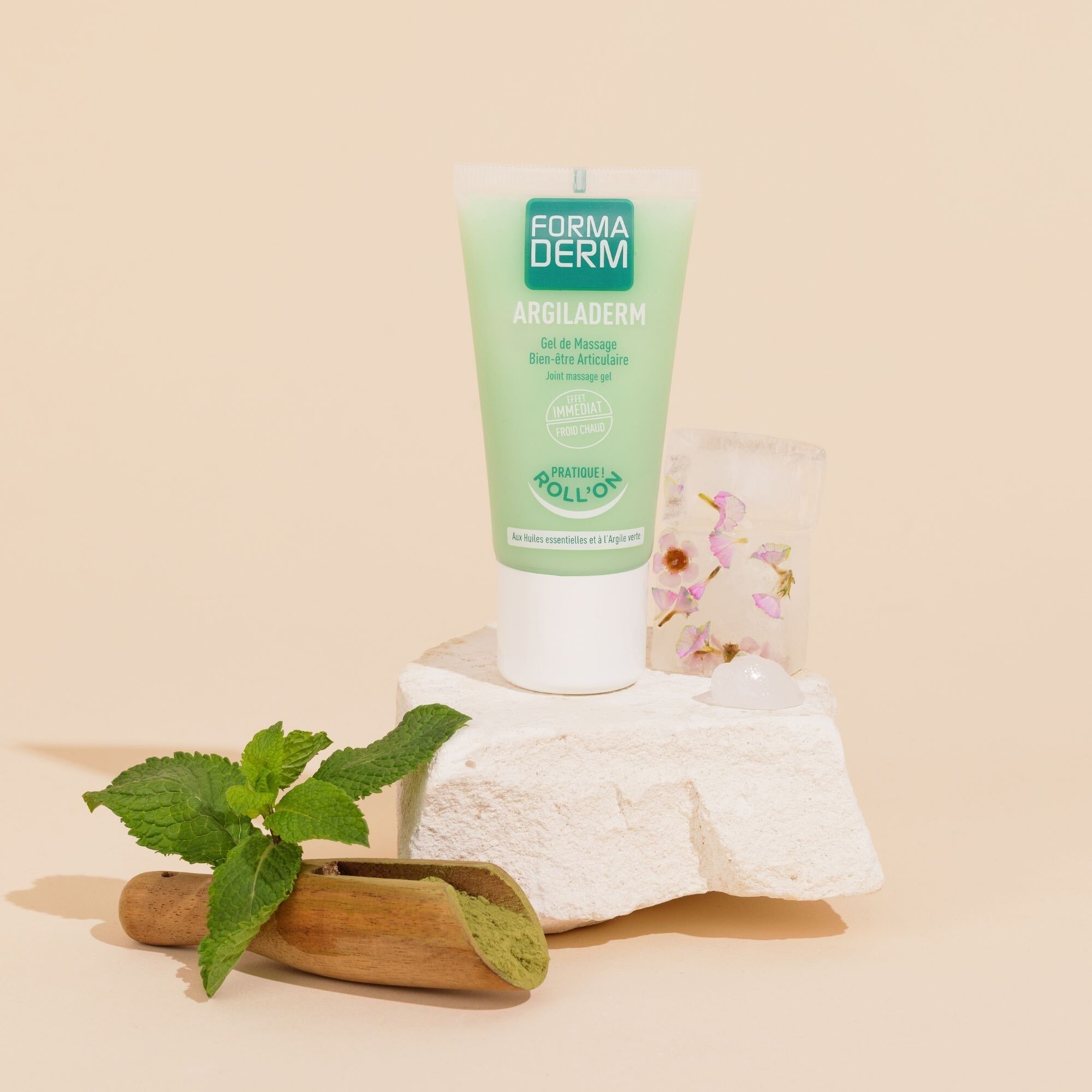 Argiladerm joint well-being gel roll-on with green clay and essential oils cold hot effect 50ml