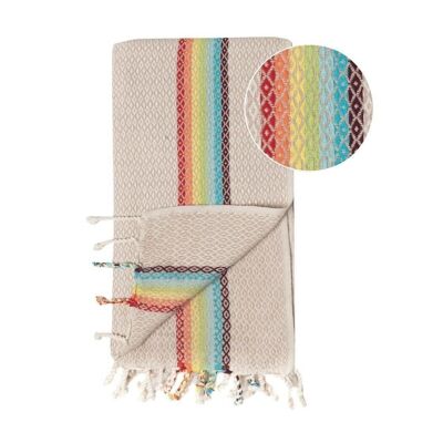 Beach Towel / Spa & Sauna Towel / Turkish Hammam Towel Rainbow Beige