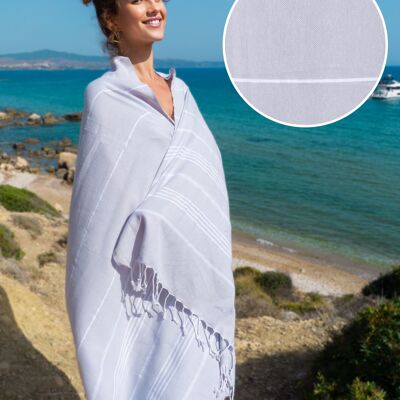 Toalla de algodón para hammam turco AMARA, elegante pañuelo - Gris (180 x 100 cm)