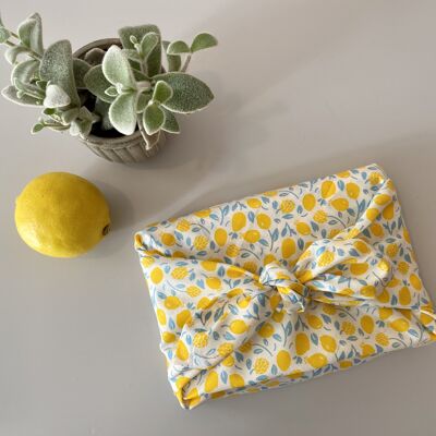 Asciugamani regalo Furoshiki con motivo limone, taglia S 35x35cm, M 50x50cm, L 70x70cm, XL90x90cm, tessuto da imballaggio, panno avvolgente, Pasqua
