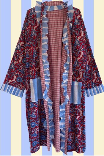 ROBE RÉVERSIBLE À VOLANTS BLEU ET ROUGE 6