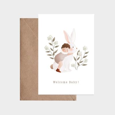 Postkarte - Babygeburt Frühling - Alles Liebe der Welt Braun