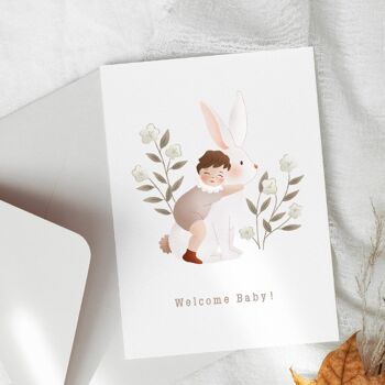 Carte postale - bébé naissance printemps - Tout l'amour du monde Brun 2