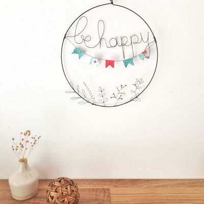 decorazione da parete in filo metallico "celebration be happy".