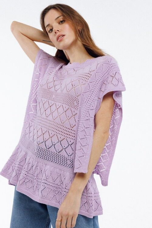 Top en tricot style crochet MAUVE - PANAJ