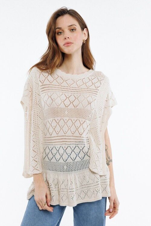 Top en tricot style crochet BEIGE - PANAJ