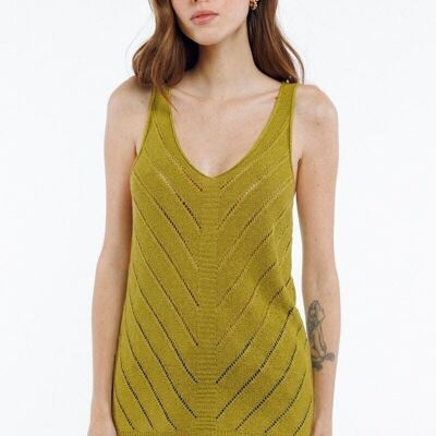 V-neck mesh tank top GREEN - PIVE