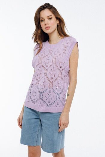 Top en tricot sans manches MAUVE - PAMY 2