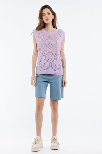 Top en tricot sans manches MAUVE - PAMY 4