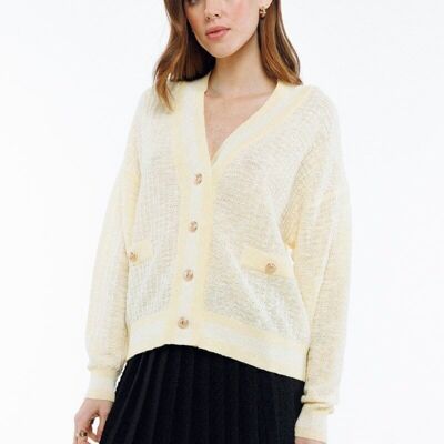 Cardigan cardigan with golden lion buttons YELLOW - GILOU