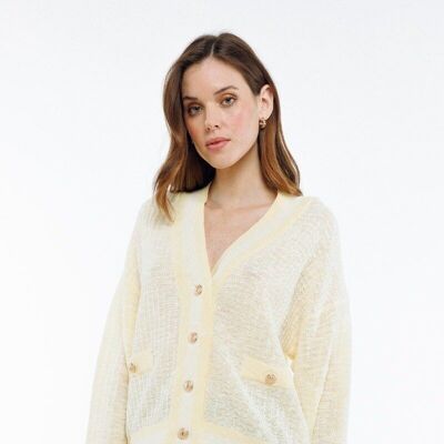Cardigan cardigan with golden lion buttons YELLOW - GILOU