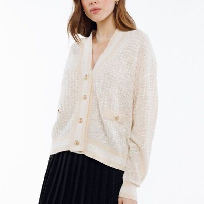 Cardigan cardigan with golden lion buttons BEIGE - GILOU