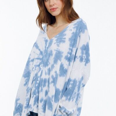 TIE&DYE pattern cardigan all over BLUE - PINY