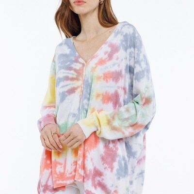 TIE&DYE pattern cardigan all over YELLOW - PINY