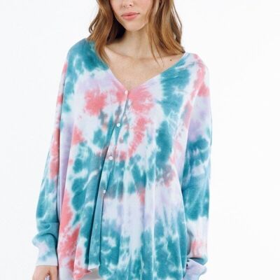 All-over TIE&DYE cardigan ROSE - PINY