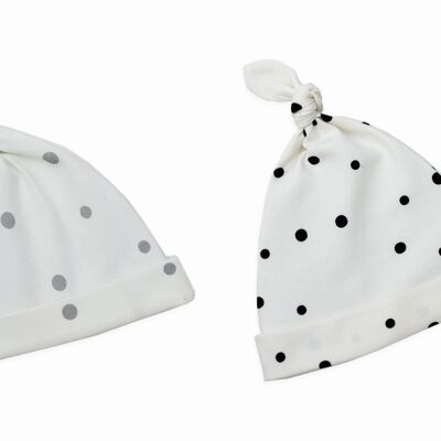 Baby Cap 2 pack 2-4 Black Dots/Grey Dots