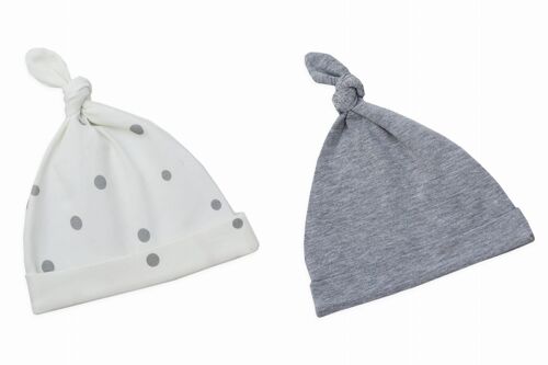 Baby Cap 2 pack 2-4 Grey Dots/Grey