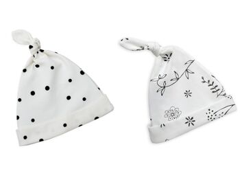 Lot de 2 casquettes pour bébé Black Dots/Bloom 1