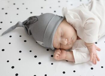 Lot de 2 bonnets bébé pois gris/gris 4