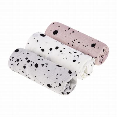 Muslin Cloth Ink Confezione da 3: grigio/bianco/rosa